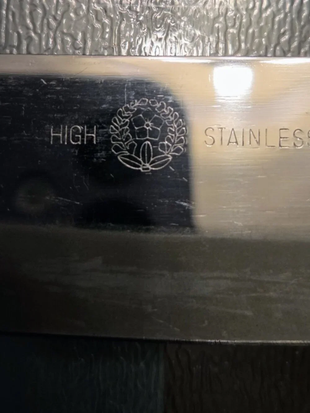 Japanese Stainless Kitchen Knife with Clan Kamon Crest Symbol Safety Sleeve High